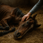 cheval mourant accompagné par son humain